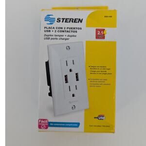Open Box Steren Duplex Outlet w/ Dual USB Ports 2.1A Charger Model 905-140